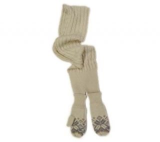 Muk Luks Snowflake Cable Scarf with Mitten Ends —