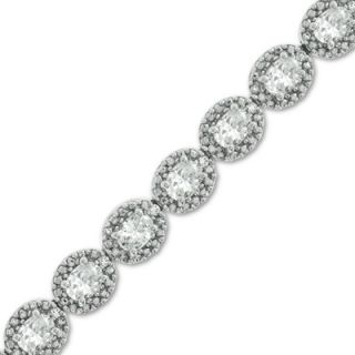 Oval Lab Created White Sapphire and Diamond Accent Bracelet in