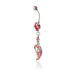 Supreme Jewelry Surgical Steel 14G Red Cubic Zirconia Dangling Heart Belly Ring Supreme Jewelry & Accessories Belly Rings