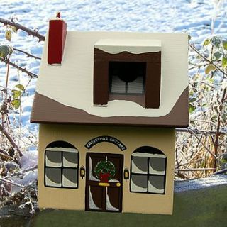 personalised christmas cottage bird box by lindleywood