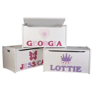 personalised girl's wooden toy box by pitter patter products