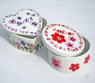 personalised trinket box by sparkle ceramics