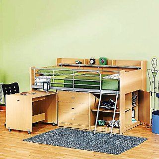 Charleston Storage Loft Bed with Desk, Natural Home & Kitchen