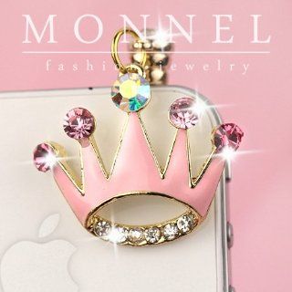 ip412 Cute Pink Crown Anti Dust Plug Cover Charm for iPhone 3.5mm Cell Phone Cell Phones & Accessories