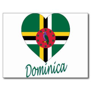 Dominica Flag Heart Post Card