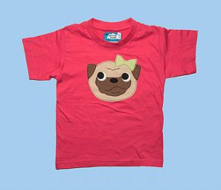 girl's pug applique t shirt by not for ponies