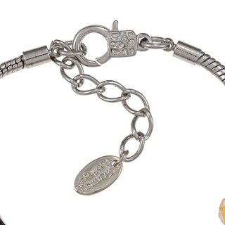 La Preciosa Silverplated Yellow beaded Seven inch Charm Bracelet La Preciosa Fashion Bracelets