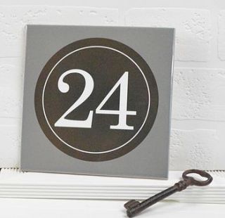 house number ceramic tile grey circle by tilliemint loves