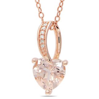 0mm Heart Shaped Morganite and Diamond Accent Pendant in 10K Rose