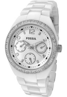 Fossil CE1042  Watches,Womens Berkley White Crystal Silver Dial White Ceramic, Casual Fossil Quartz Watches