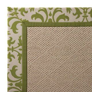 Outdoor Parkdale Rug in Sunbrella Softly Elegant Green White Wicker   5' x 8'   Frontgate   Area Rugs