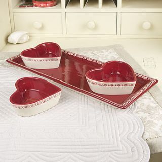 ruby red heart aperitif platter set by dibor