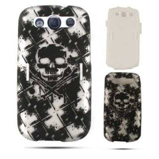 Cell Armor I747 PC JELLY 03 TE491 S Samsung Galaxy S III I747 Hybrid Fit On Case   Retail Packaging   Skull on Black/White Cell Phones & Accessories