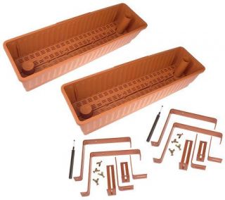 Set of 2 31 Technoplant Self Watering Window Boxes with Brackets —