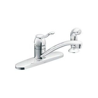 Moen CA87016 Single Handle Low Arc Kitchen Faucet with Side Spray from the Adler Collection, Chrome   Touch On Kitchen Sink Faucets  