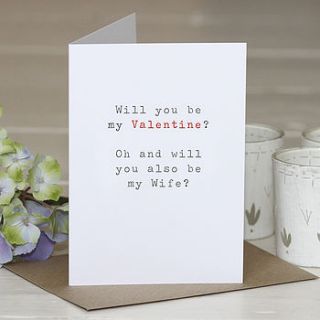 'be my wife' valentines day card by slice of pie designs