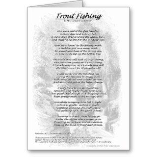 Trout Fishing Poem w/ engraving background Cards