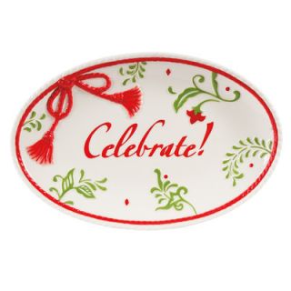Fitz and Floyd Damask Holiday Sentiment Oval Serving Tray