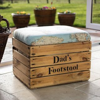 world map print 'dad's footstool' seat by the comfi cottage