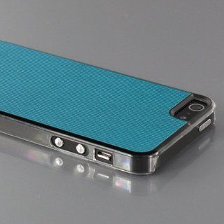 ZuGadgets Blue Stripe iPhone 5 5G Plastic +PU Leather Protective Skin Hard Case Cover Shell (7999 21) Cell Phones & Accessories