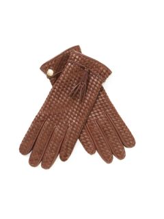 Woven Shortie Leather Gloves With Ties by Vince Camuto