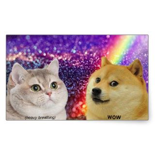 Wow Doge Meets Heavy Breathing Cat Rectangle Stickers