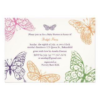 Tummy Flutters Baby Shower Invite ivory