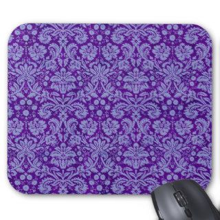 Purple Grunge Damask Mouse Pad