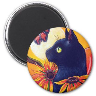 Black Cat and Butterfly Fridge Magnets