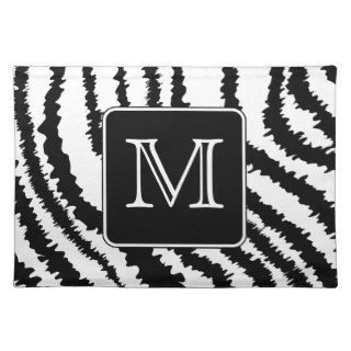 Custom Monogram, Zebra Pattern Animal Print. Placemats