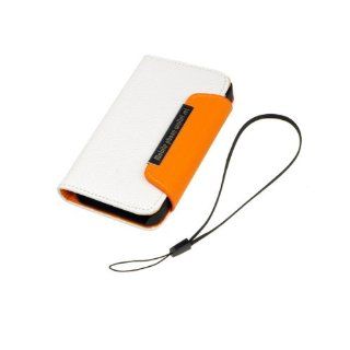White orange Wallet Flip Faux Leather Case Cover for Apple Iphone 4 /4S Cell Phones & Accessories