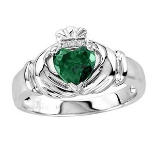 Mens 7.0mm Heart Shaped Simulated Emerald and Diamond Accent Comfort