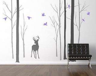 deer in the forest two tone grey wall sticker by zazous
