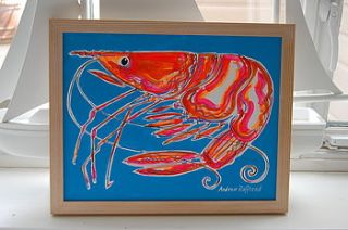 framed prawn artwork by fish and ships coastal art