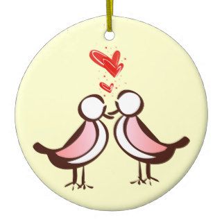 sweet cute lovebirds ornament
