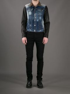 Dsquared2 Leopard Collar Denim Jacket