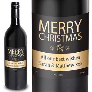 merry christmas personalised wine by the letteroom