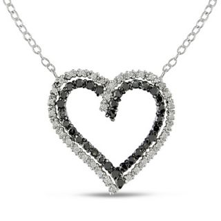 black and white diamond heart pendant in sterling silver $ 279 00