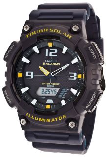 Casio AQ S810W 2AVDF  Watches,Mens Youth Solar Analog/Digital Navy Blue Strap Yellow Accents, Casual Casio Solar Watches