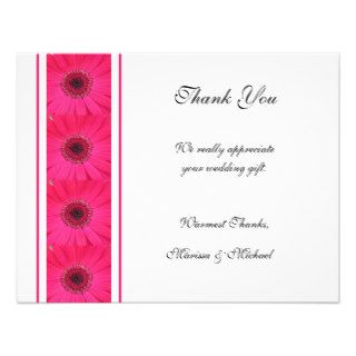 Pink Gerbera Daisy Thank You Wedding Card Invites
