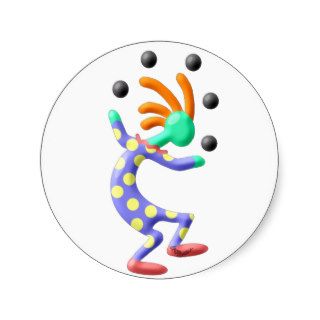 Kokopelli Clown Round Stickers