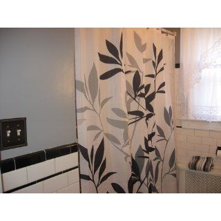 InterDesign Leaves Shower Curtain, Black and Gray, 72 Inch by 72 Inch  