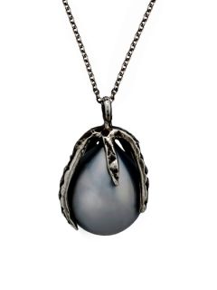 Black Pearl Claw Pendant Necklace by Lauren Wolf Jewelry