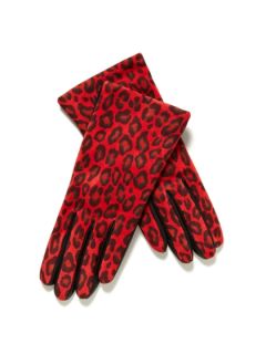 Printed Leopard Suede Tech Gloves by Portolano