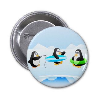 Penguin Summer Button