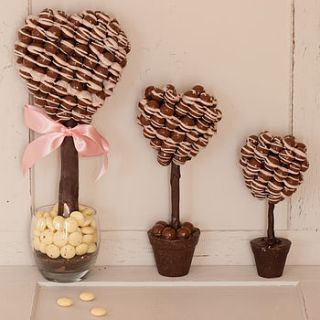 chocolate heart sweet tree with pink drizzle by sweet trees