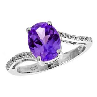 Oval Amethyst and Diamond Accent Ring in Sterling Silver   Zales