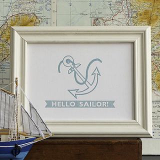 hello sailor nautical letterpress print by print for love of wood