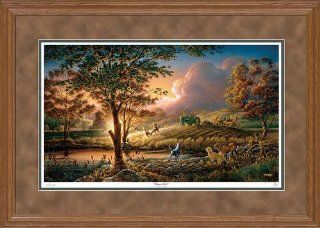 Always Alert Elk Farm Scene by Terry Redlin Limited Edition Framed Print of 9500 Signed & Numbered  