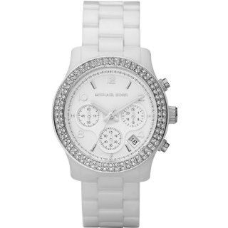 Michael Kors Women's White Ceramic Link Bracelet Quartz Chronograph Crystal MK5188 Michael Kors Watches